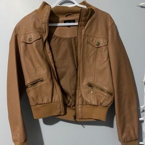 New Look Brown Faux Leather Jacket With Pockets